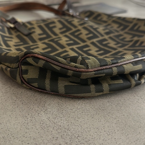 FENDI Zucca Canvas Tote Bag With Leather Pouch Vintage - Picture 5 of 13